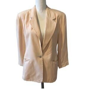 Vintage Express Oversized Silk Boyfriend Blazer Pale Pink S